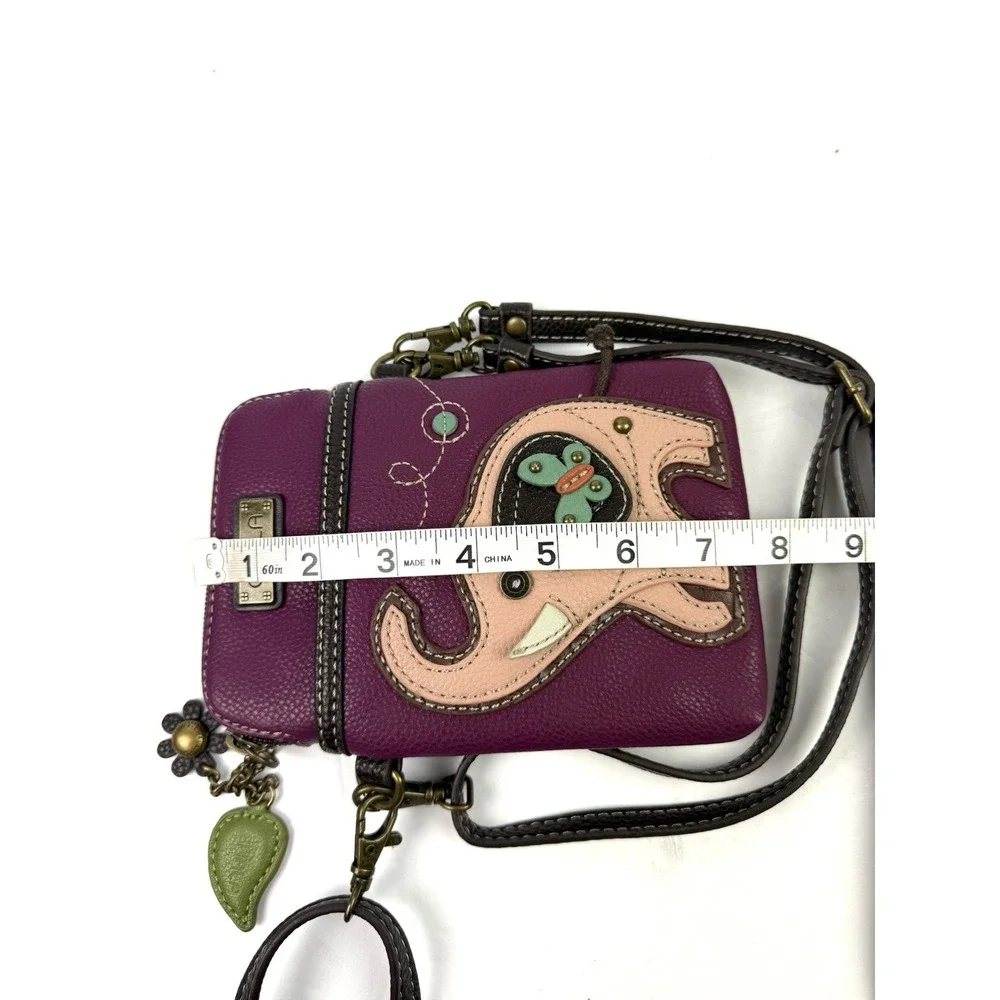 Chala Cell Phone Crossbody Bad Elephant Faux Leather Purple Bag Charm Brand New
